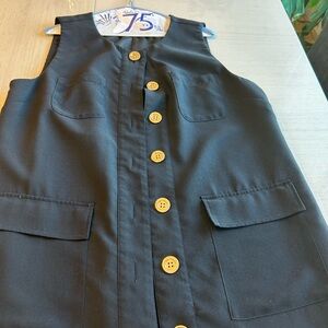 J. Crew Black Sleeveless Vest with Gold Buttons